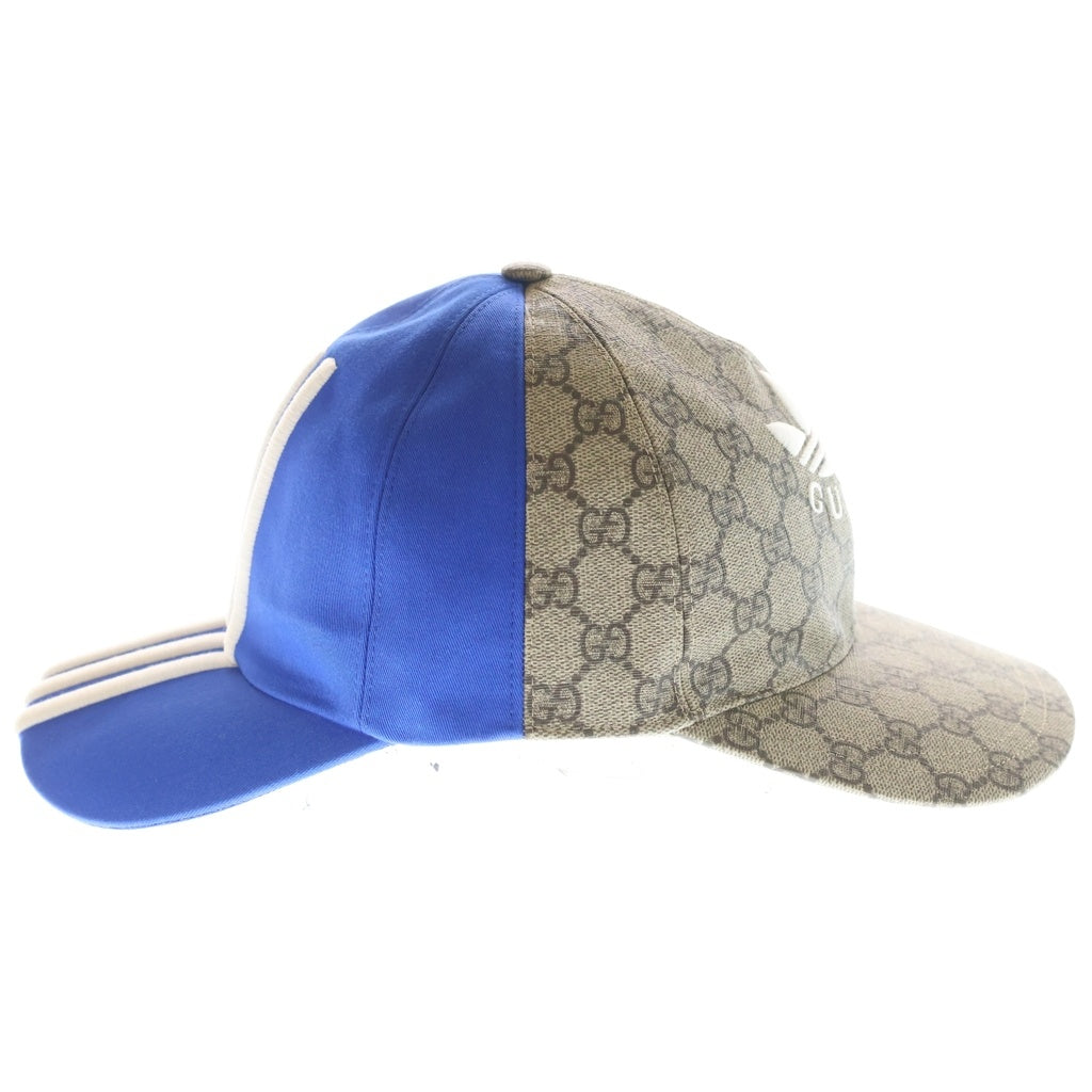 GUCCI(グッチ) GUCCI×adidas グッチ×アディダス GGスプリーム ダブルバイザーキャップ ブルー×ベージュ #M 719406 レディース