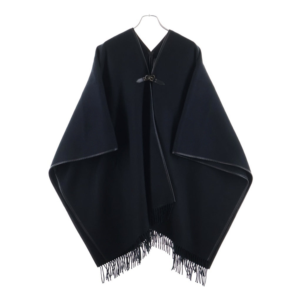 HERMES(エルメス) ケリーバックル ポンチョ ブラック カシミア×レザー レディース