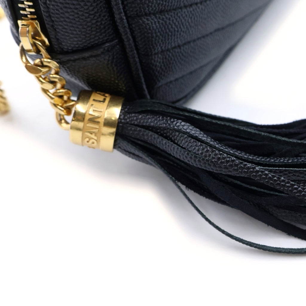 SAINT LAURENT PARIS(サンローランパリ) ルー ショルダーバック チェーンショルダー ゴールド金具 レザー ブラック 612579 レディース