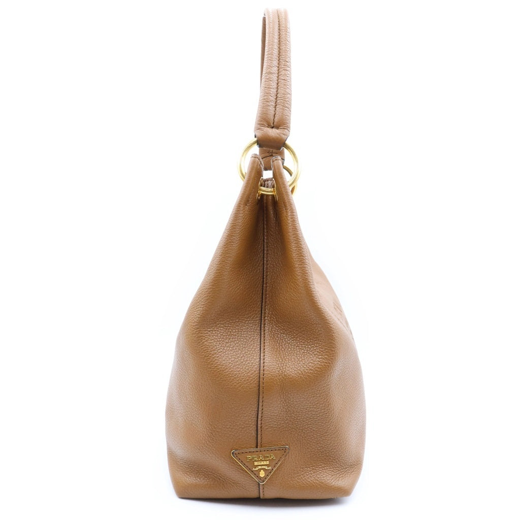 PRADA(プラダ) エンボスロゴ ワンショルダーバッグ ハンドバッグ ブラウン レザー 1BC051 レディース