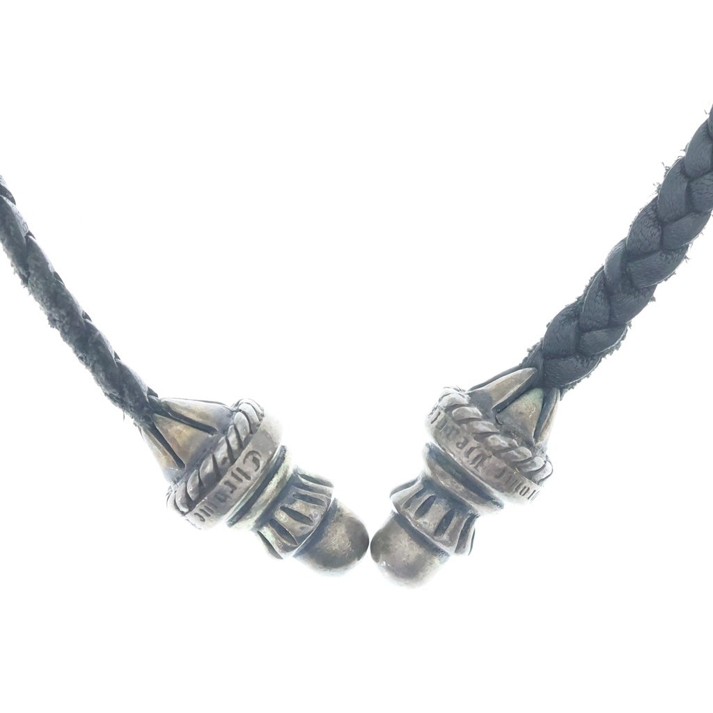 CHROME HEARTS(クロムハーツ) CH CRS SML CL スモールCHクロス クリンプト レザーブレイド ネックレス シルバー/ブラック BCA217