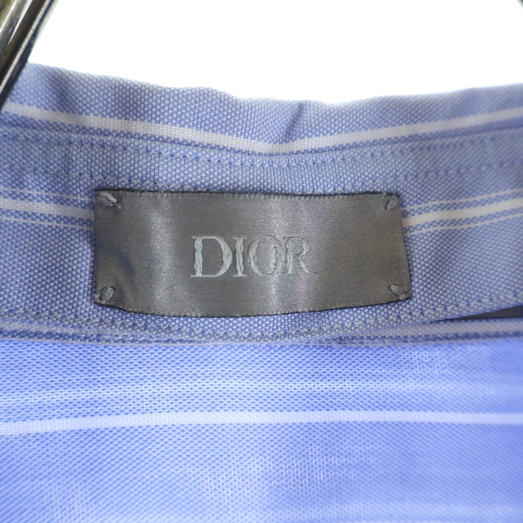 DIOR(ディオール) ×HYLTON NEL 25SS Oversized Shirt ヒルトン ネル オーバーサイズ長袖シャツ ロゴ刺繍 ストライプ ブルー 583C559A3006