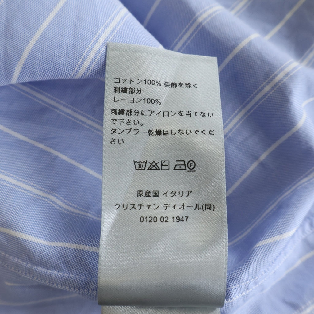 DIOR(ディオール) ×HYLTON NEL 25SS Oversized Shirt ヒルトン ネル オーバーサイズ長袖シャツ ロゴ刺繍 ストライプ ブルー 583C559A3006