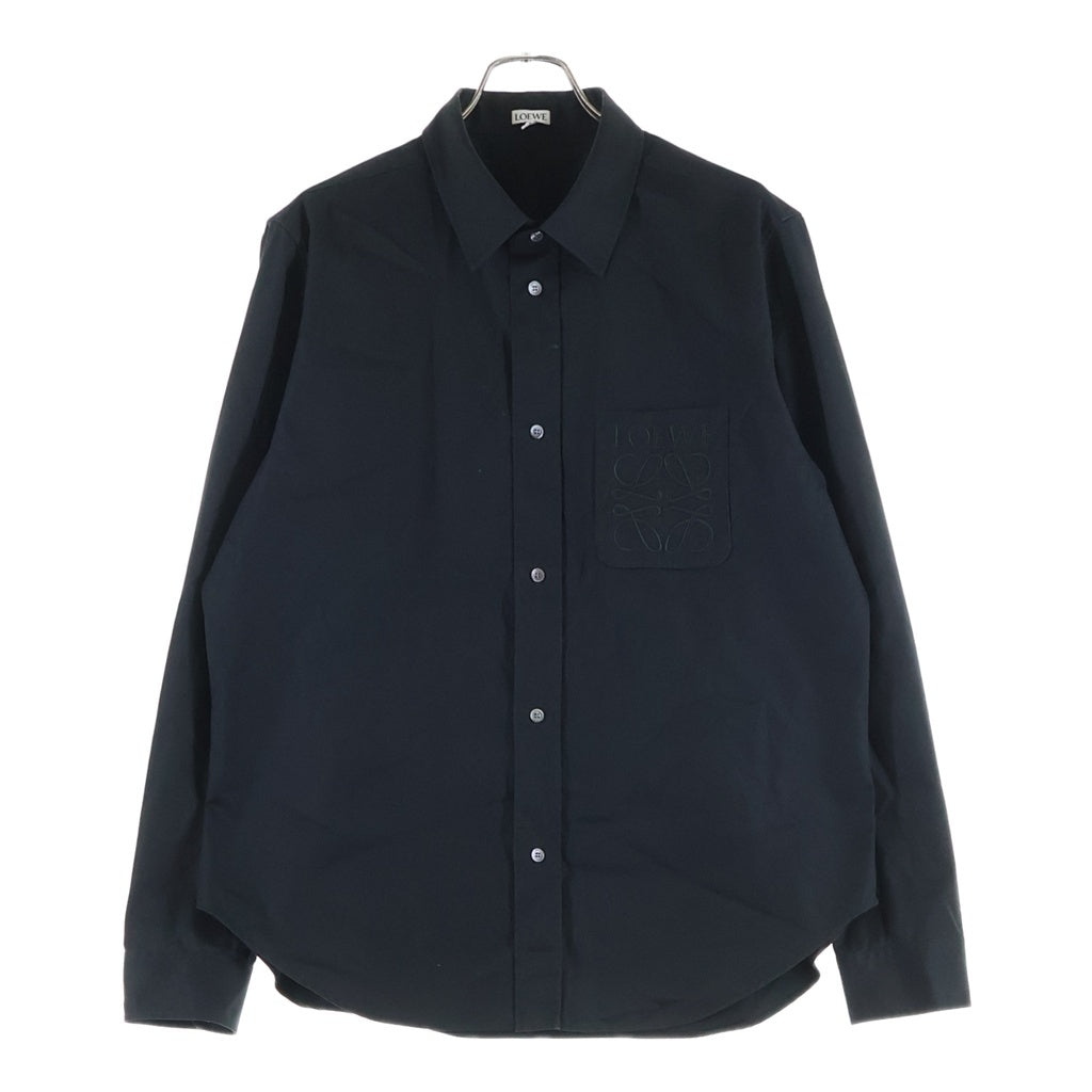 LOEWE(ロエベ) Anagram Pocket Shirt アナグラム ポケット付き長袖シャツ ロゴ刺繍 コットン ブラック H526Y05X82