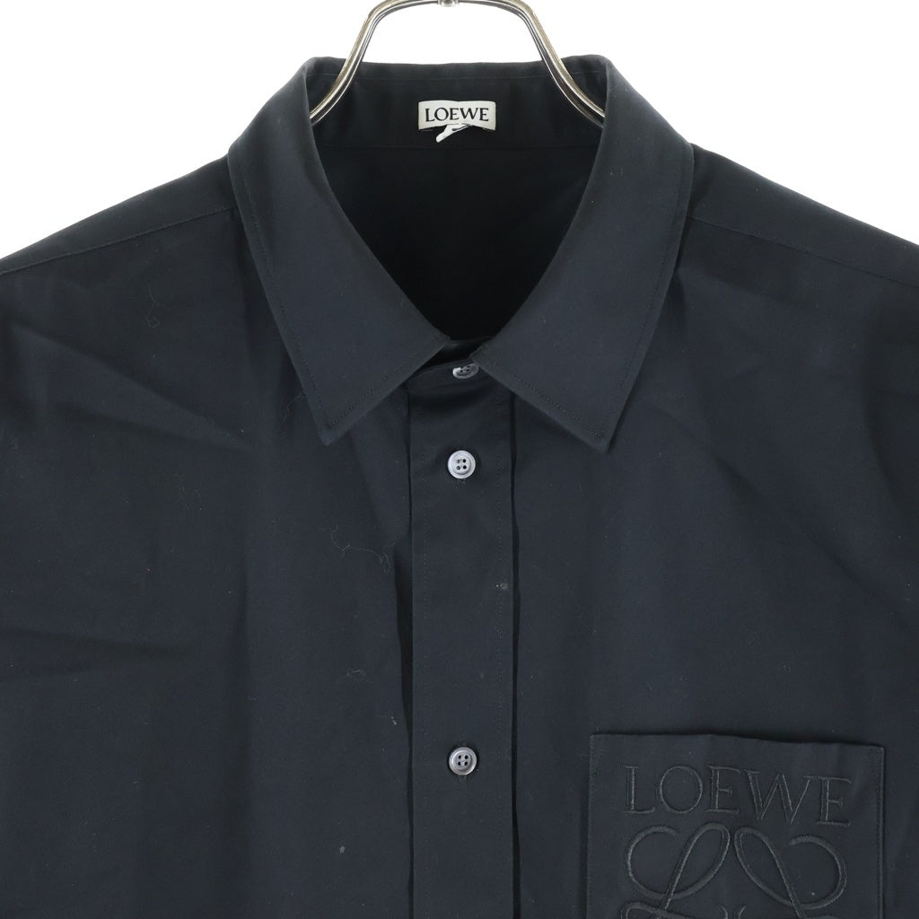 LOEWE(ロエベ) Anagram Pocket Shirt アナグラム ポケット付き長袖シャツ ロゴ刺繍 コットン ブラック H526Y05X82