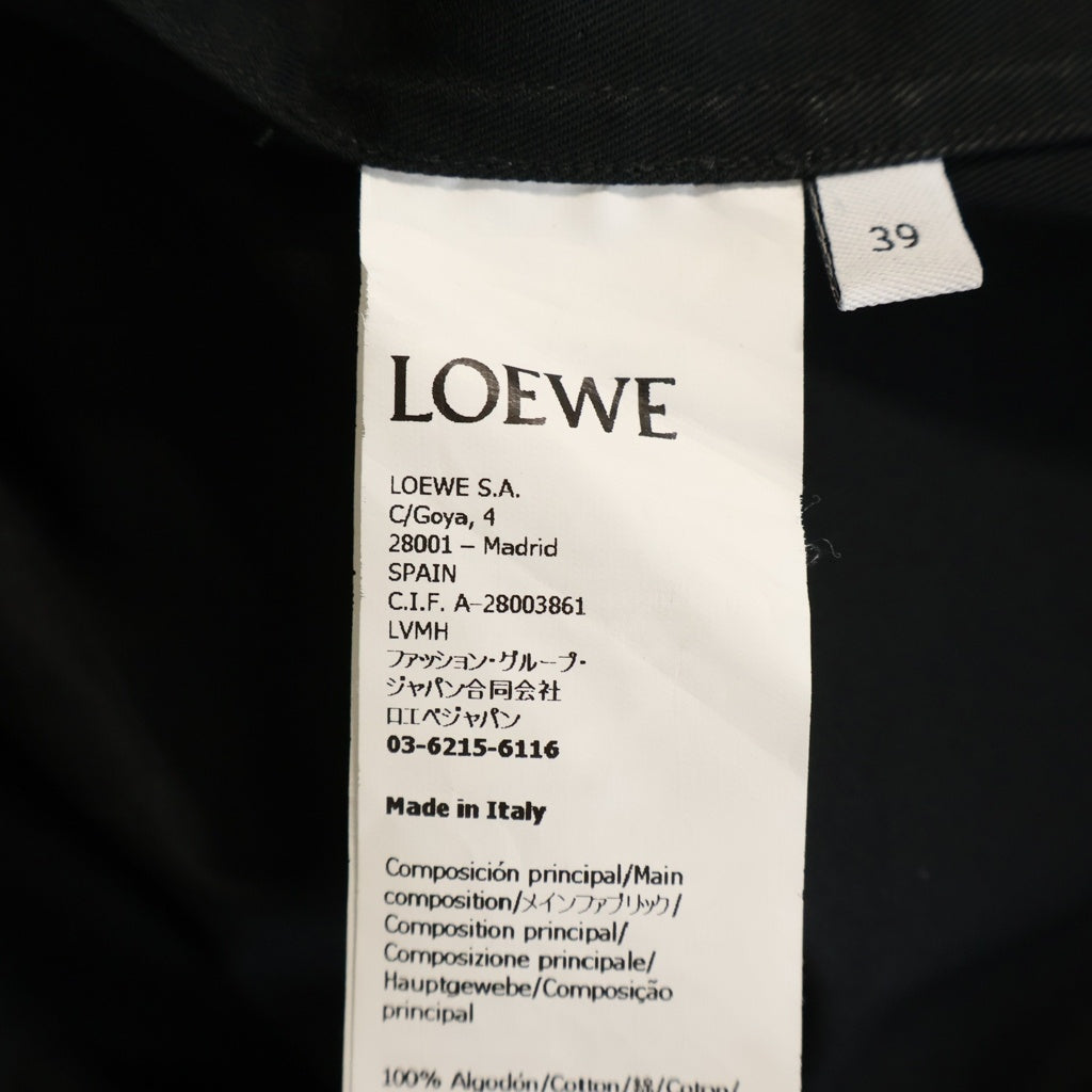 LOEWE(ロエベ) Anagram Pocket Shirt アナグラム ポケット付き長袖シャツ ロゴ刺繍 コットン ブラック H526Y05X82