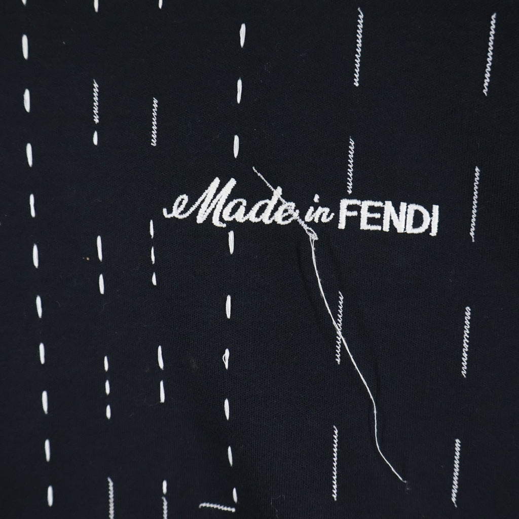 FENDI(フェンディ) 24SS Logo Embroidery S/S Tee ロゴ刺繍 ステッチデザイン 半袖Tシャツ カットソー コットン ブラック FY0936 AR6Z