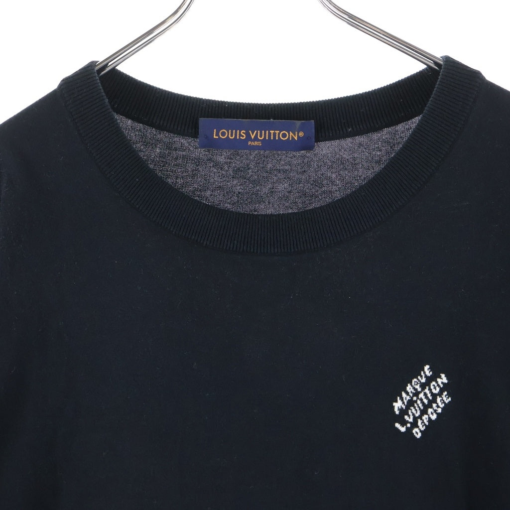 LOUIS VUITTON(ルイヴィトン) 24SS Signature Cotton Crewneck T-Shirt シグネチャー コットン クルーネック 半袖Tシャツ カットソー ブラック RM241Q Z34 HRN47W