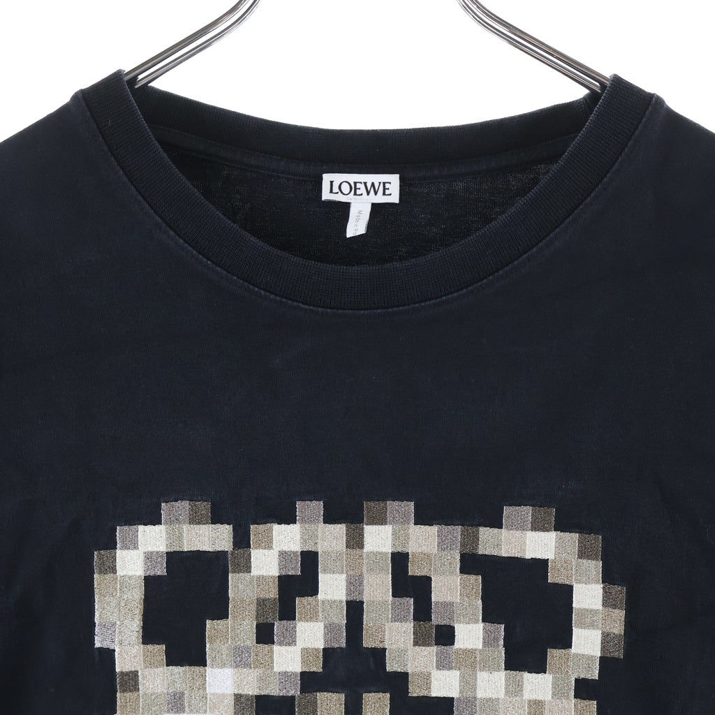 LOEWE(ロエベ) Pixelated Anagram T-Shirt ピクセレイテッド アナグラム 半袖Tシャツ カットソー ロゴ刺繍 ブラック H526Y22XAD