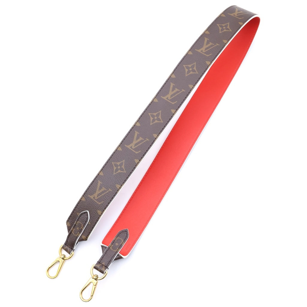 LOUIS VUITTON(ルイヴィトン) モノグラム ショルダーストラップ ブラウン×レッド PVCレザー J02285 ゴールド金具 レディース