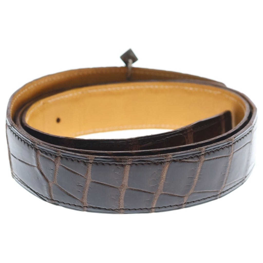 HERMES(エルメス) TOUAREG BELT トゥアレグクロスバックル クロコダイルレザーベルト シルバー/ダークブラウン レディース