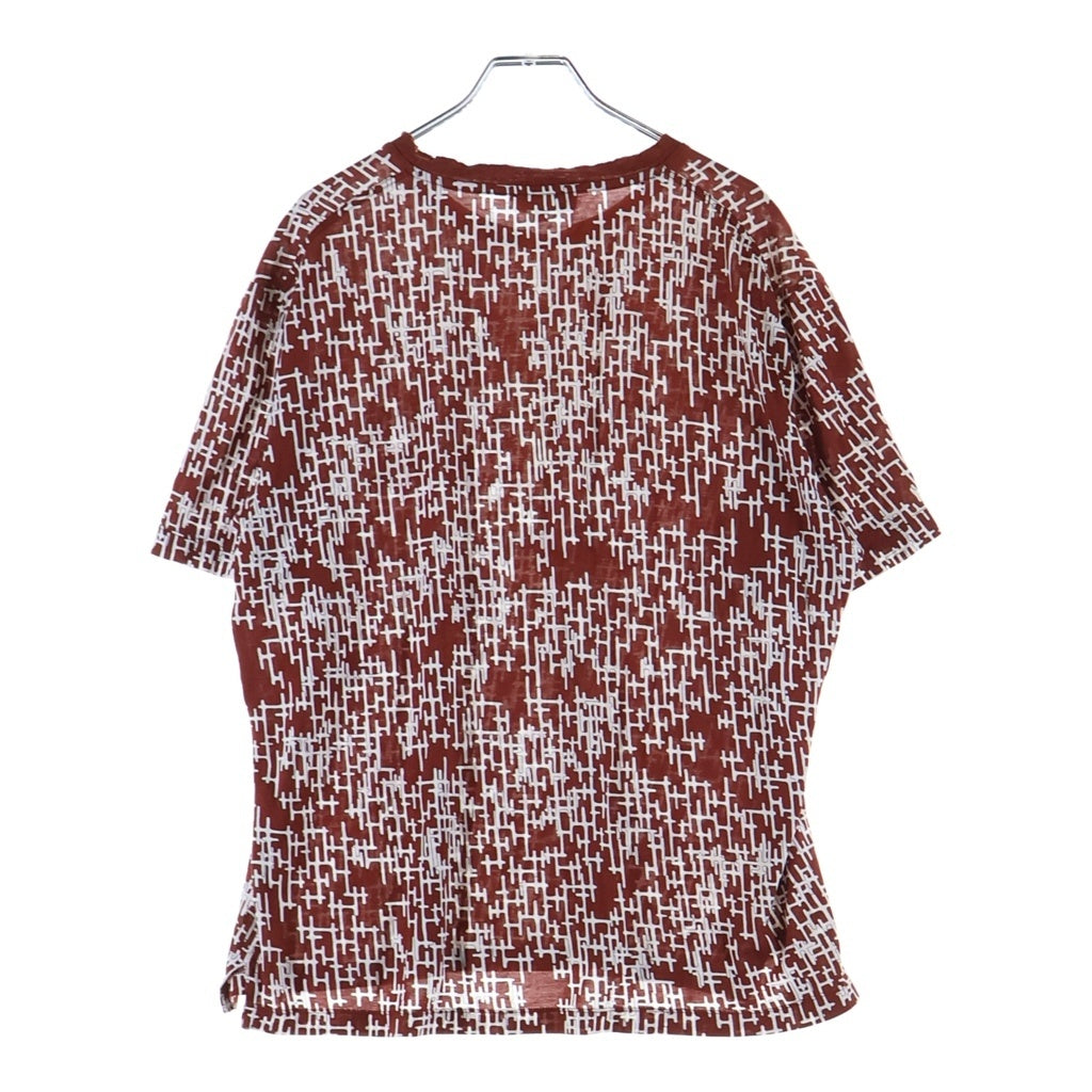 HERMES(エルメス) 総柄Hロゴ ストレッチ 半袖Tシャツ カットソー コットン イタリア製 ボルドー/ホワイト