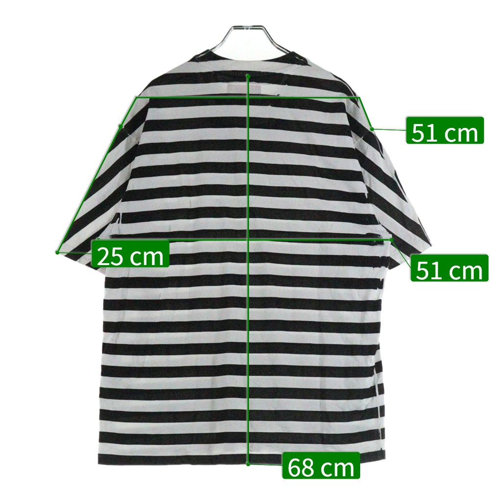 SUPREME(シュプリーム) 18SS Bar Stripe Tee バーストライプ ボーダー ロゴ刺繍 クルーネック半袖Tシャツ カットソー ブラック/ホワイト