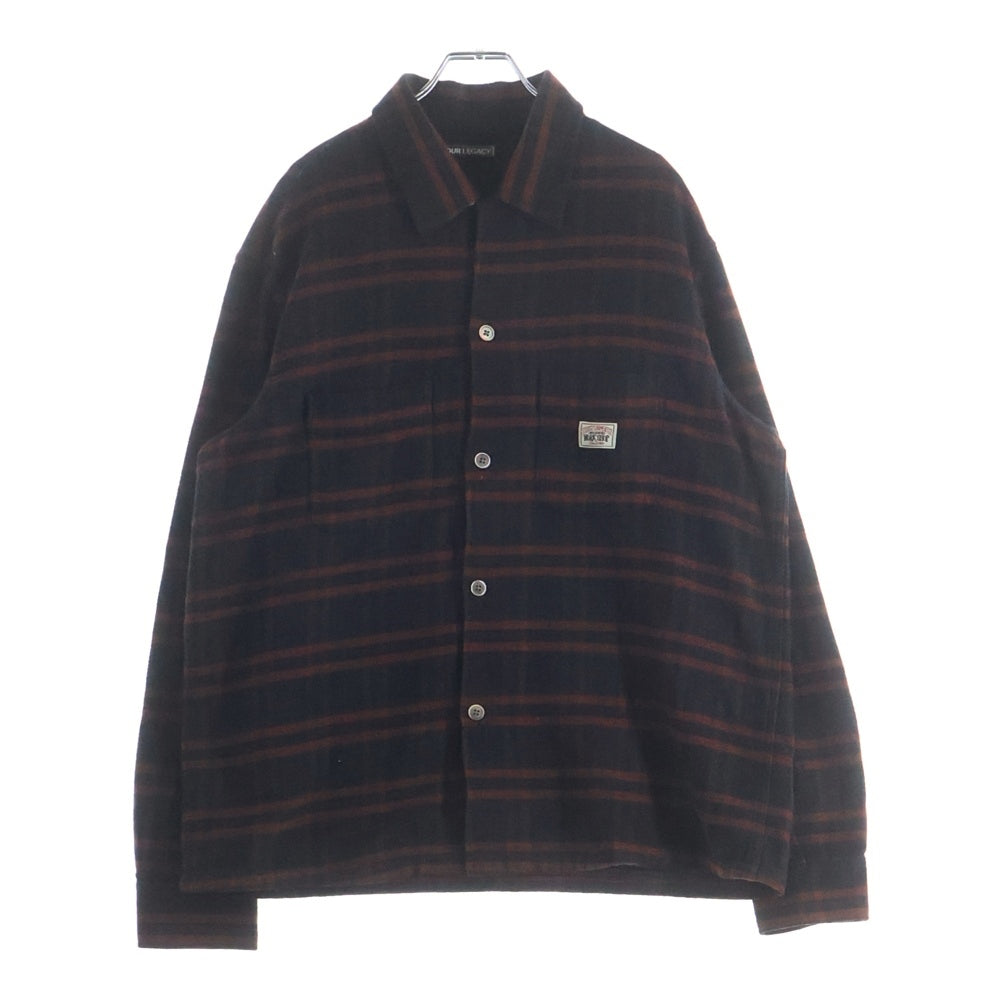 OUR LEGACY(アワーレガシー) × STUSSY ステューシー FLANNEL CHECK L/S SHIRT フランネル チェック 長袖 シャツ ブラウン/オレンジ
