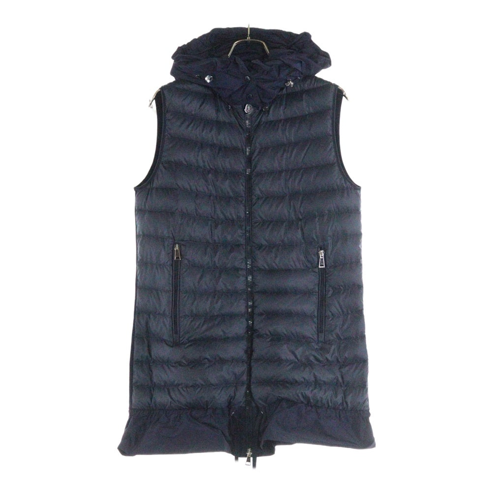MONCLER(モンクレール) 18SS GILET 裾フリル 異素材切替 フーデッド ダウンベスト ネイビー レディース D10938452200 809AB