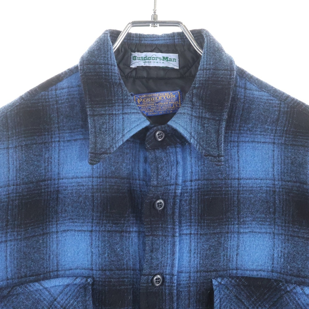 PENDLETON(ペンドルトン) 60S VINTAGE CHECK WOOL L/S SHIRT OUTDOORS MAN オンブレチェック ウール 長袖シャツ ブルー/ブラック