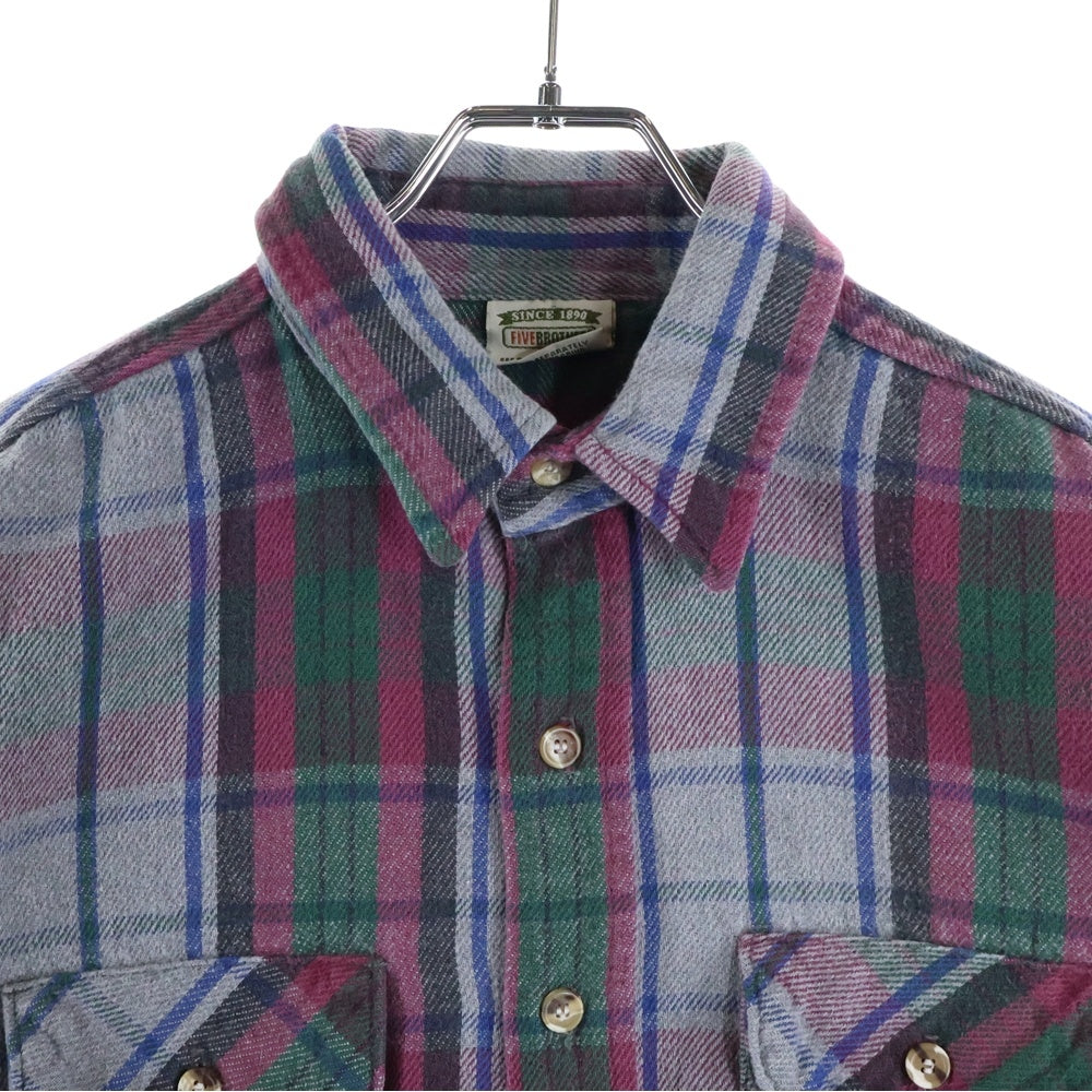 FIVE BROTHERS(ファイブブラザー) 90S VINTAGE CHECK L/S SHIRT ヴィンテージ チェック ボード 長袖シャツ グレー/パープル/カーキ