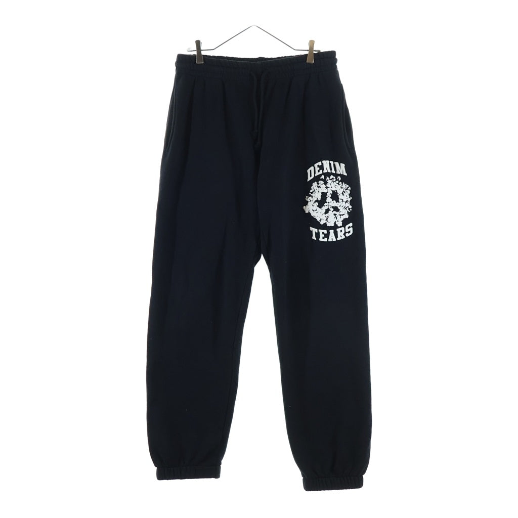 DENIM TEARS(デニムティアーズ) UNIVERSITY SWEATPANTS フラワーロゴ スウェットパンツ コットン ブラック
