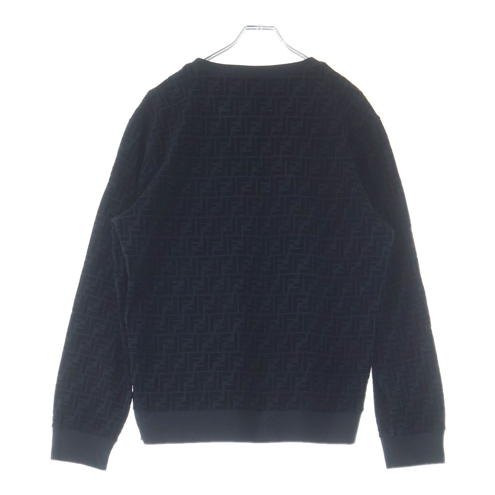 FENDI(フェンディ) ズッカ総柄 フロッキー クルーネック プルオーバースウェット トレーナー ブラック FY1077 AFRJ