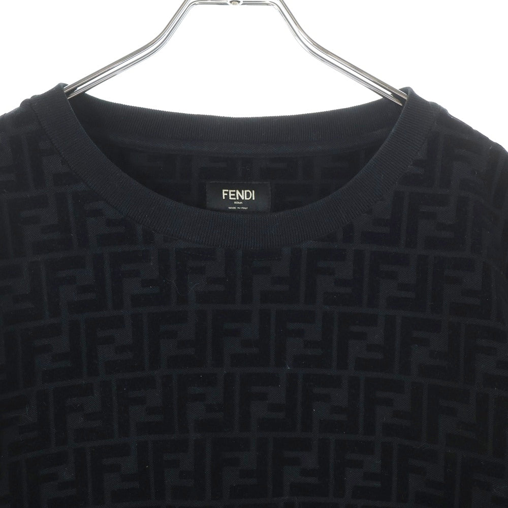 FENDI(フェンディ) ズッカ総柄 フロッキー クルーネック プルオーバースウェット トレーナー ブラック FY1077 AFRJ