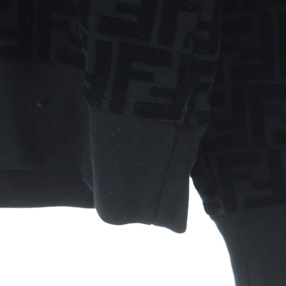 FENDI(フェンディ) ズッカ総柄 フロッキー クルーネック プルオーバースウェット トレーナー ブラック FY1077 AFRJ