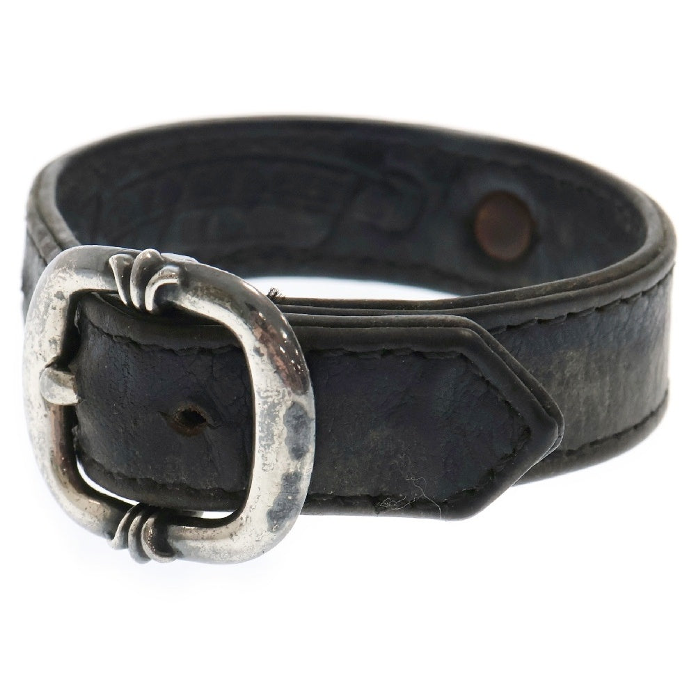 CHROME HEARTS(クロムハーツ) GUNSLINGER ガンスリンガー クロスボール レザーブレスレット ブラック/シルバー BCA146
