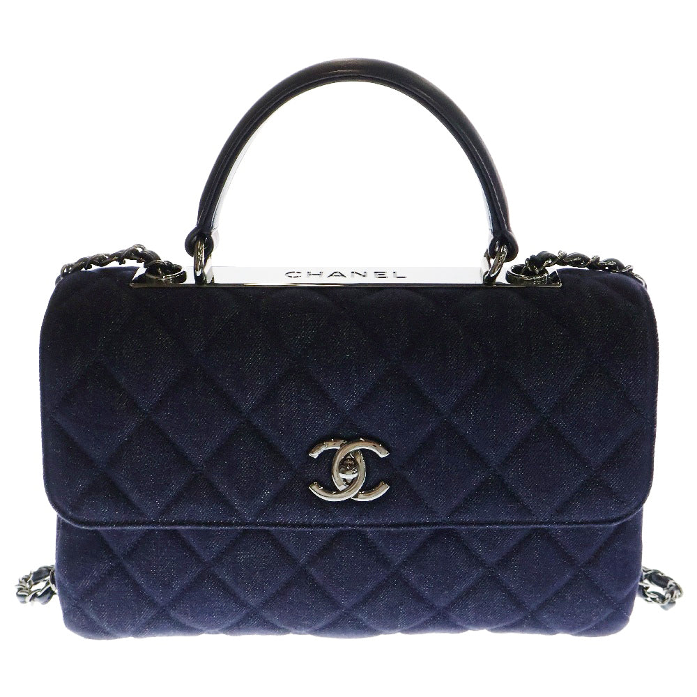 CHANEL(シャネル) トップハンドル マトラッセ デニム 2WAY チェーンショルダーバッグ ハンドバッグ シルバー金具 A92236