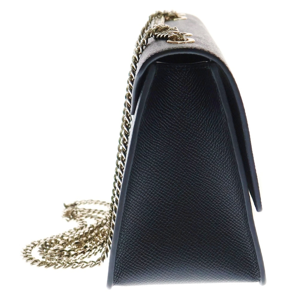 FURLA(フルラ) ロゴ レザーチェーンショルダーバッグ ブラック レディース