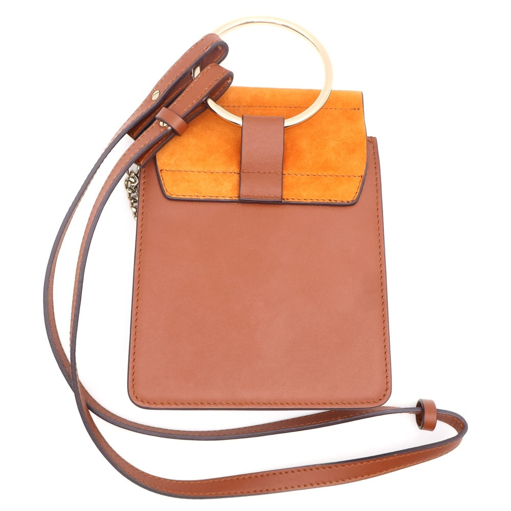 Chloe(クロエ) ショルダーバッグ フォンショルダーバッグ ミニバッグ ブラウン×オレンジ ゴールド金具 レザー×スエード