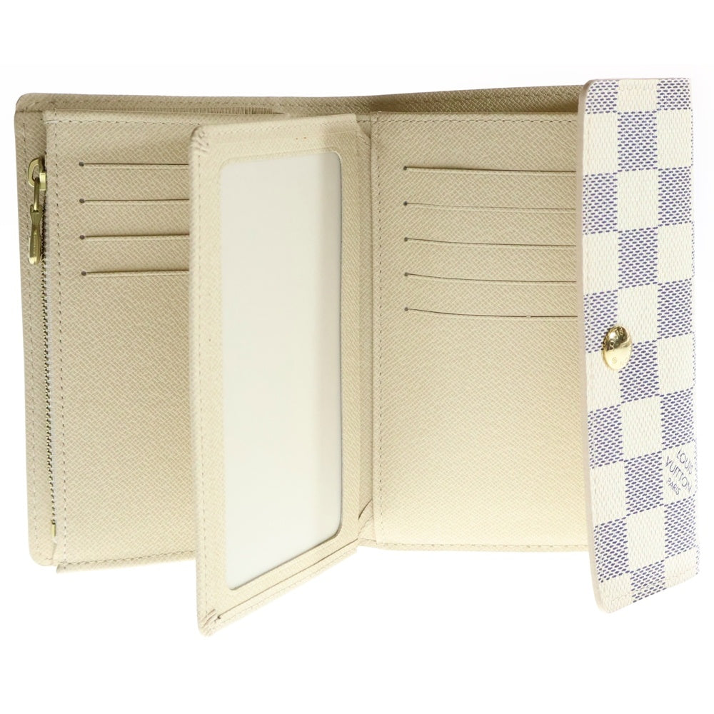 LOUIS VUITTON(ルイヴィトン) ダミエアズール ポルトフォイユ アレクサンドラ ウォレット ゴールド金具 ホワイト N63068