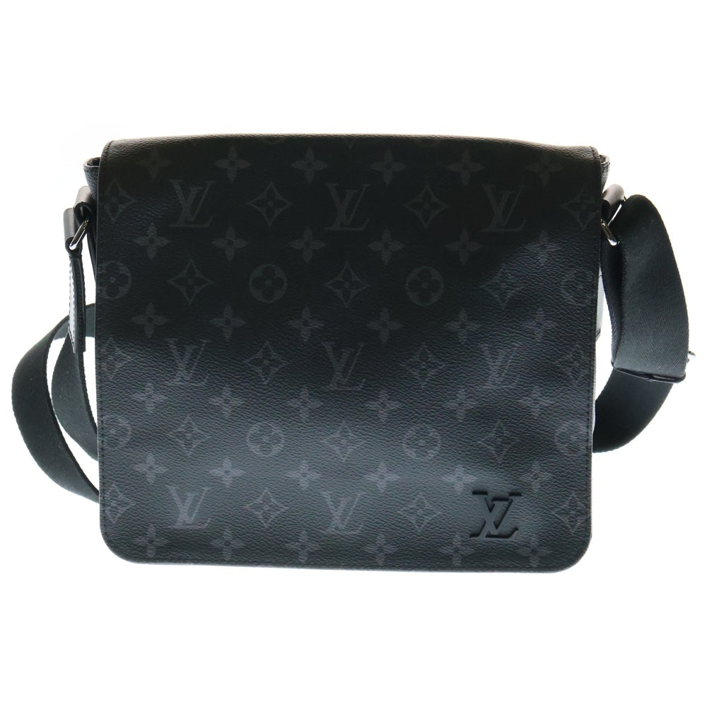 LOUIS VUITTON(ルイヴィトン) モノグラムエクリプス ディストリクトPM ショルダーバッグ ブラック シルバー金具 レザー×PVC M44000