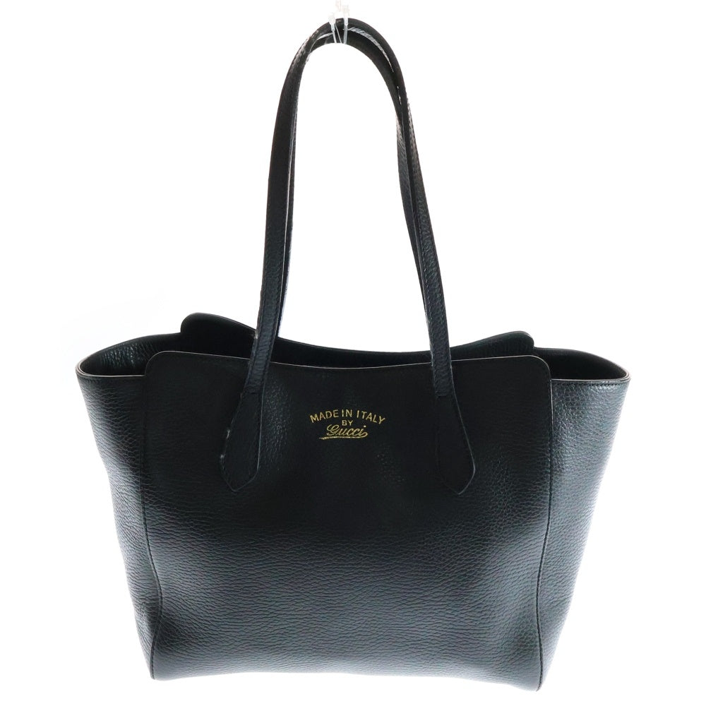 GUCCI(グッチ) ロゴ スウィング ハンドバッグ トートバッグ ブラック ゴールド金具 レザー 354408