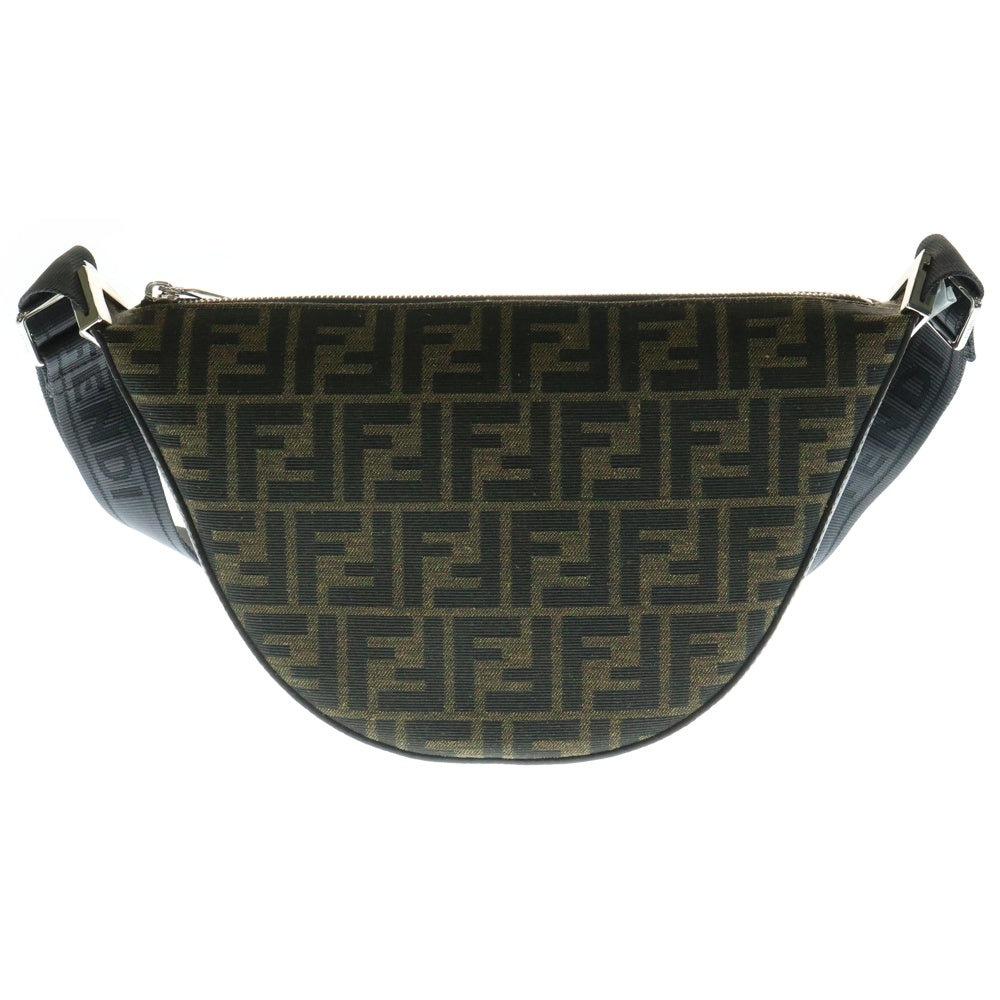 FENDI(フェンディ) ジャガード メロン スモール クロスボディバッグ ハンドバッグ ワンショルダーバッグ ブラック×ブラウン シルバー金具 レザー 7VA635