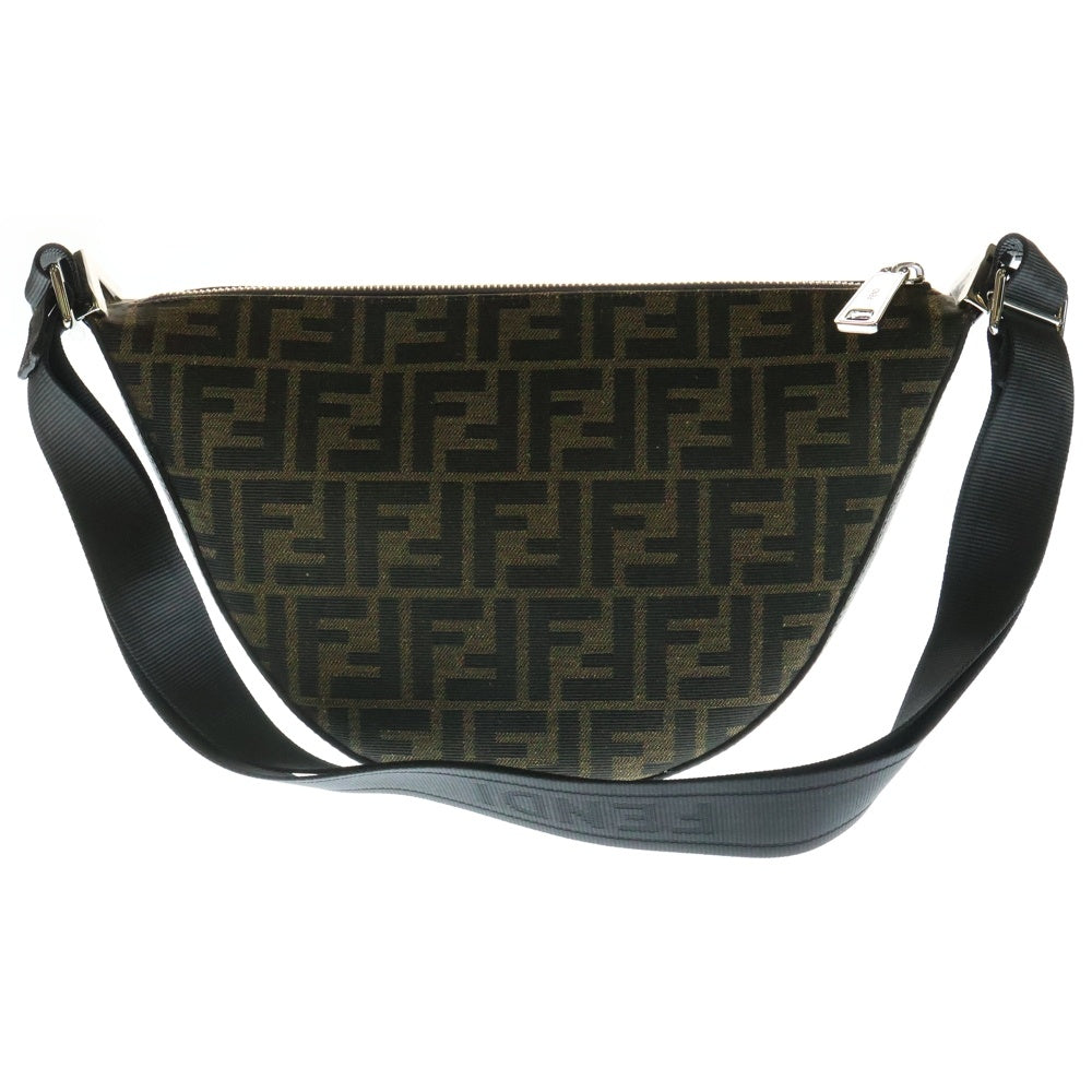 FENDI(フェンディ) ジャガード メロン スモール クロスボディバッグ ハンドバッグ ワンショルダーバッグ ブラック×ブラウン シルバー金具 レザー 7VA635