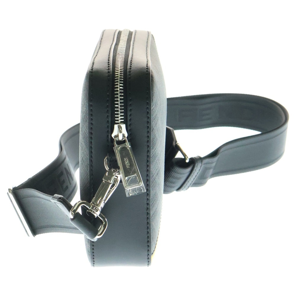 FENDI(フェンディ) ダイアゴナル カメラケース ショルダーバッグ ブラック×イエロー シルバー金具 レザー×PVC 7M0286