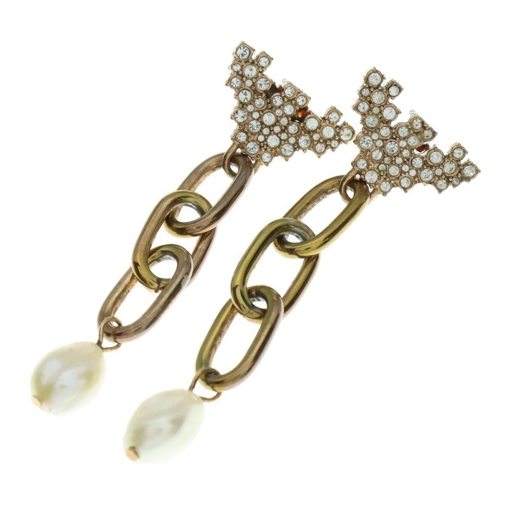 EMPORIO ARMANI(エンポリオアルマーニ) イーグルモチーフ ラインストーン チェーン ドロップピアス ゴールド レディース〇