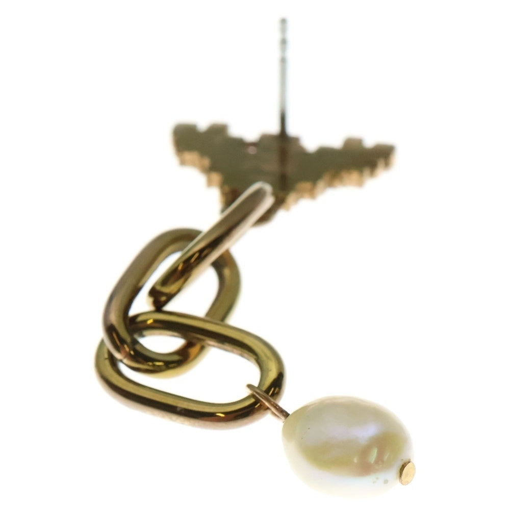 EMPORIO ARMANI(エンポリオアルマーニ) イーグルモチーフ ラインストーン チェーン ドロップピアス ゴールド レディース〇