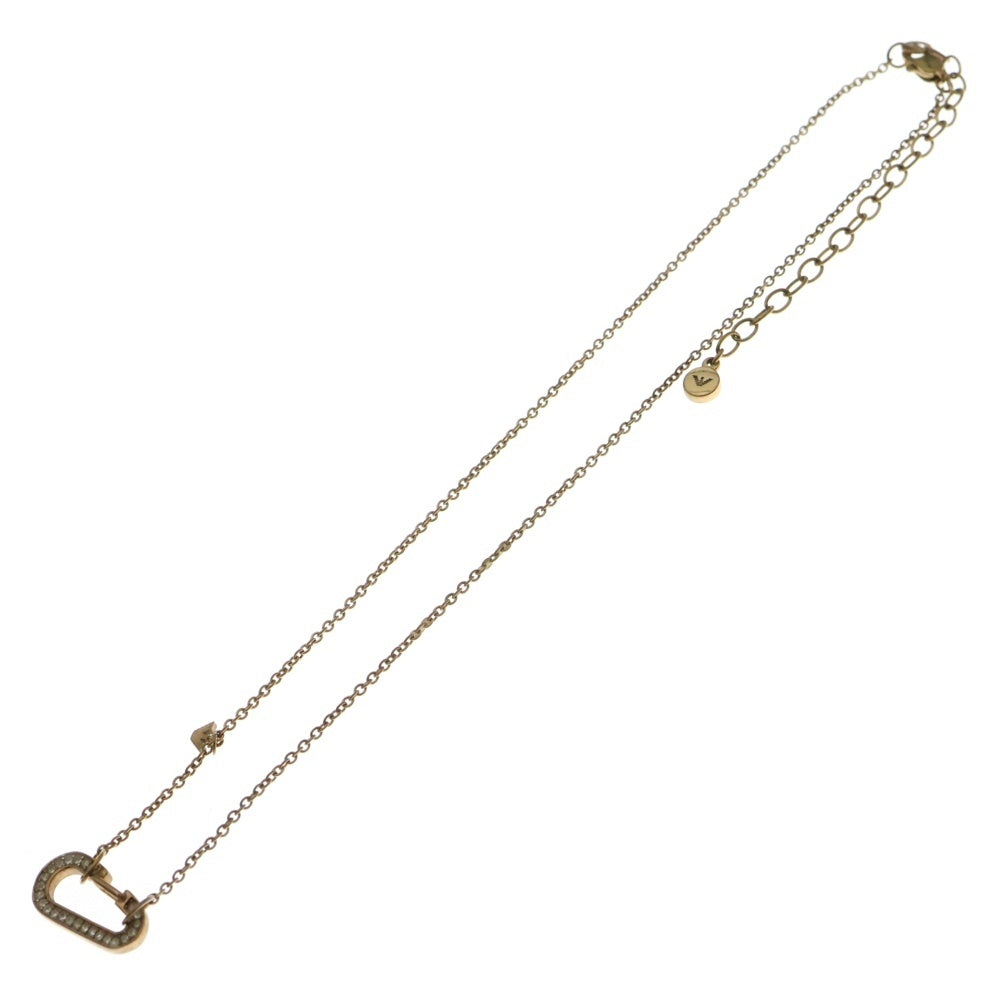 EMPORIO ARMANI(エンポリオアルマーニ) カラビナ ラインストーン チェーンネックレス ゴールド