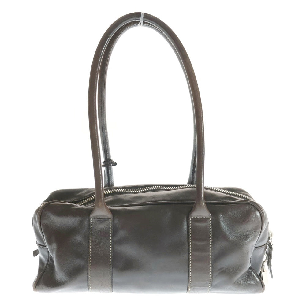 PRADA(プラダ) ミニボストン ハンドバッグ 肩掛けバッグ シルバー金具 ブラウン レザー