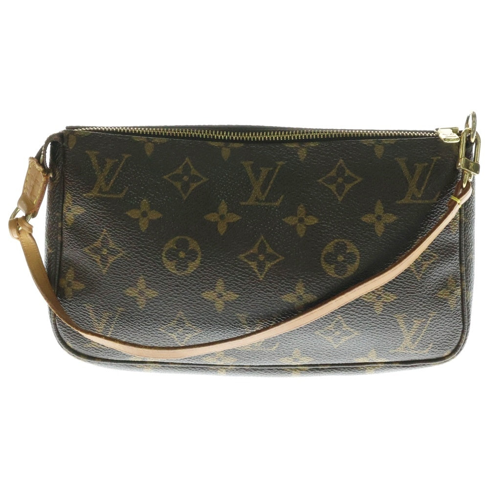 LOUIS VUITTON(ルイヴィトン) モノグラム ポシェットアクセソワール ハンドバッグ ミニバッグ ポーチ ブラウン レザー×PVC ゴールド金具 M51980