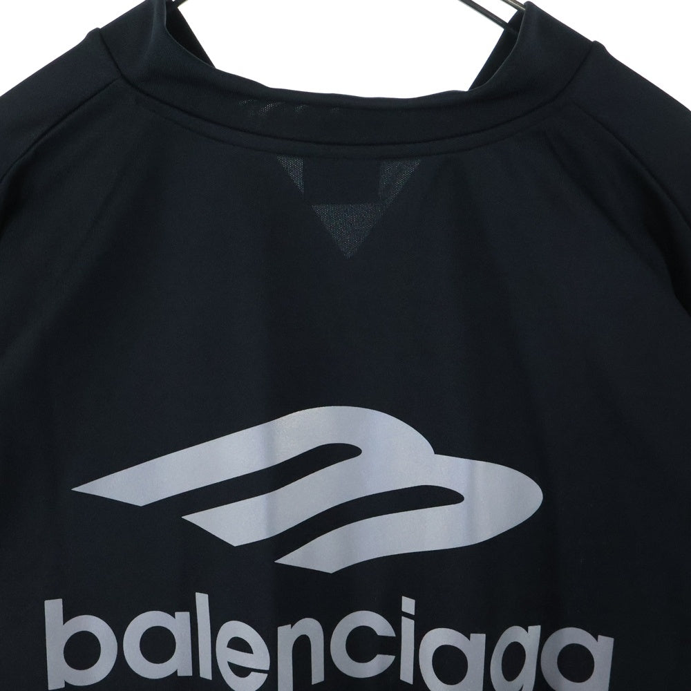 BALENCIAGA(バレンシアガ) 3B Sports Icon Ski リフレクターロゴプリント Vネック ロングスリーブ 長袖Tシャツ カットソー ブラック 779988