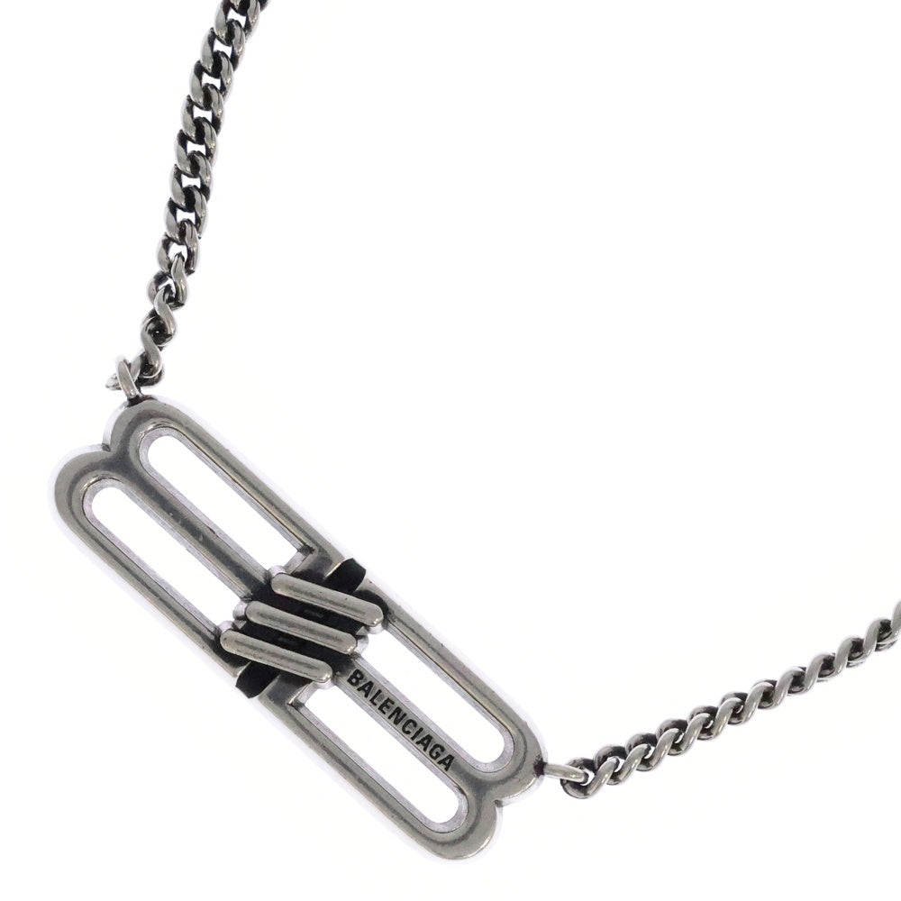 BALENCIAGA(バレンシアガ) BBアイコントップチェーンネックレス ペンダント シルバー 13.3g 696223