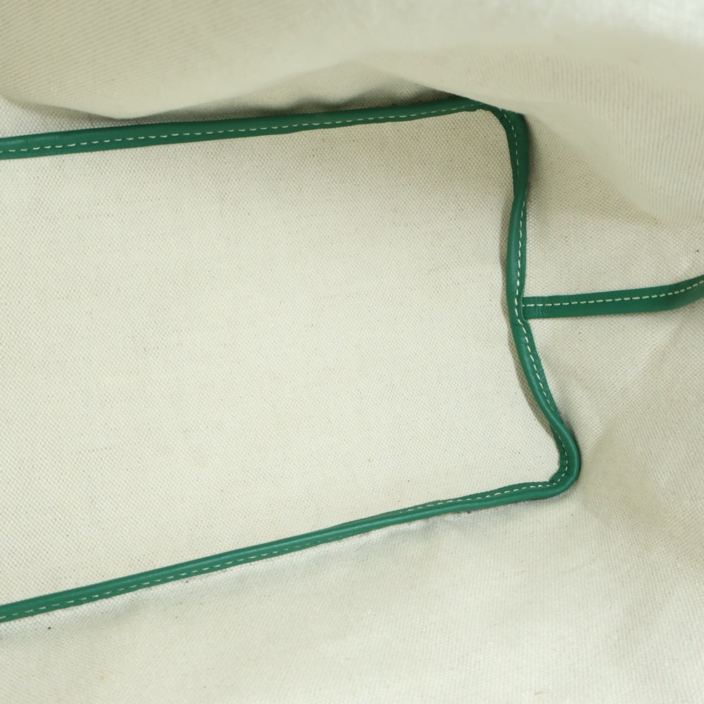 GOYARD(ゴヤール) サンルイPM PVC コーティングキャンバス ポーチ付 レザー ハンド トートバッグ グリーン