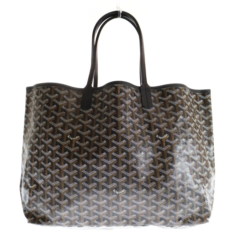 GOYARD(ゴヤール) サンルイPM PVC コーティングキャンバス ポーチ付 レザー ハンド トートバッグ ブラック/ブラウン
