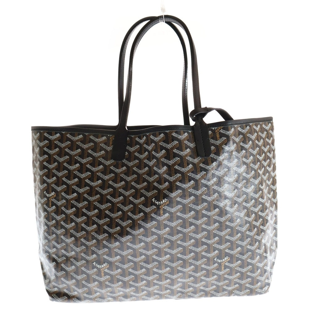 GOYARD(ゴヤール) サンルイPM PVC コーティングキャンバス ポーチ付 レザー ハンド トートバッグ ブラック/ブラウン