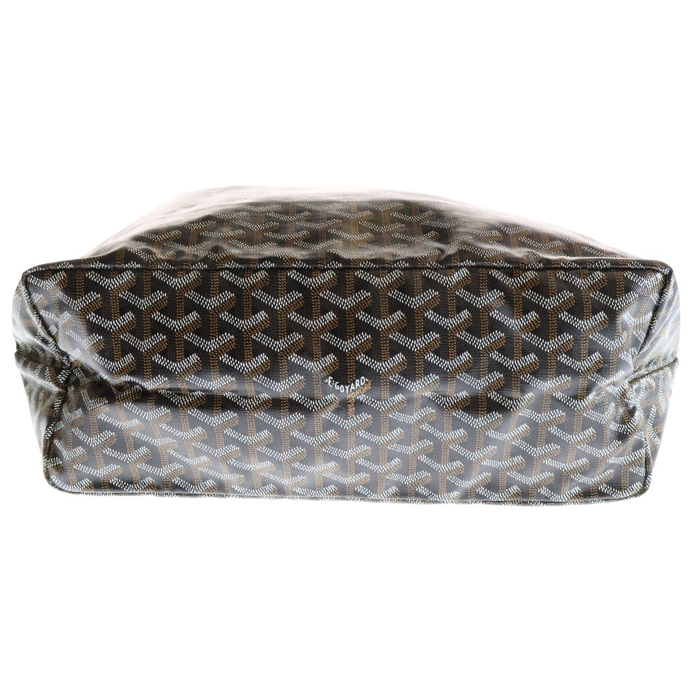GOYARD(ゴヤール) サンルイPM PVC コーティングキャンバス ポーチ付 レザー ハンド トートバッグ ブラック/ブラウン