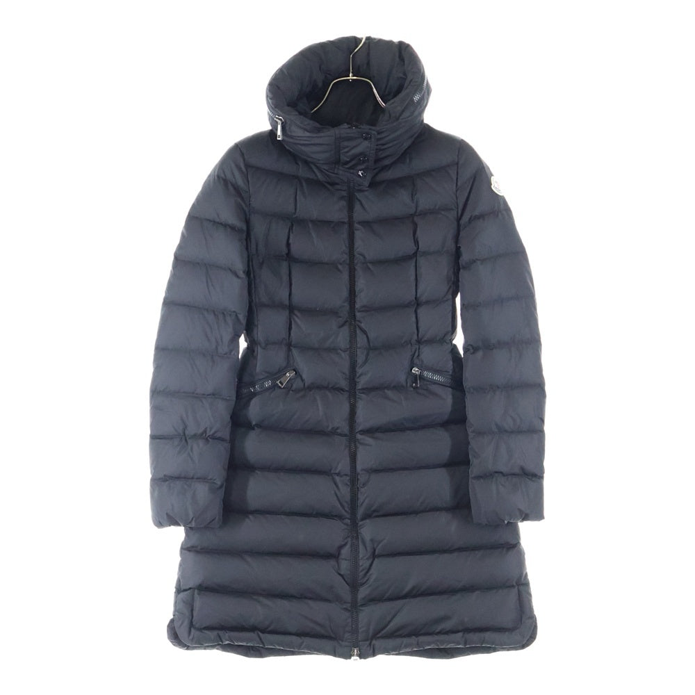 MONCLER(モンクレール) 17AW FLAMMETTE フラメッテ ワッペンロゴ フーデッド ジップアップ ダウン ロング ジャケット コート ブラック レディース C20934993105 54155
