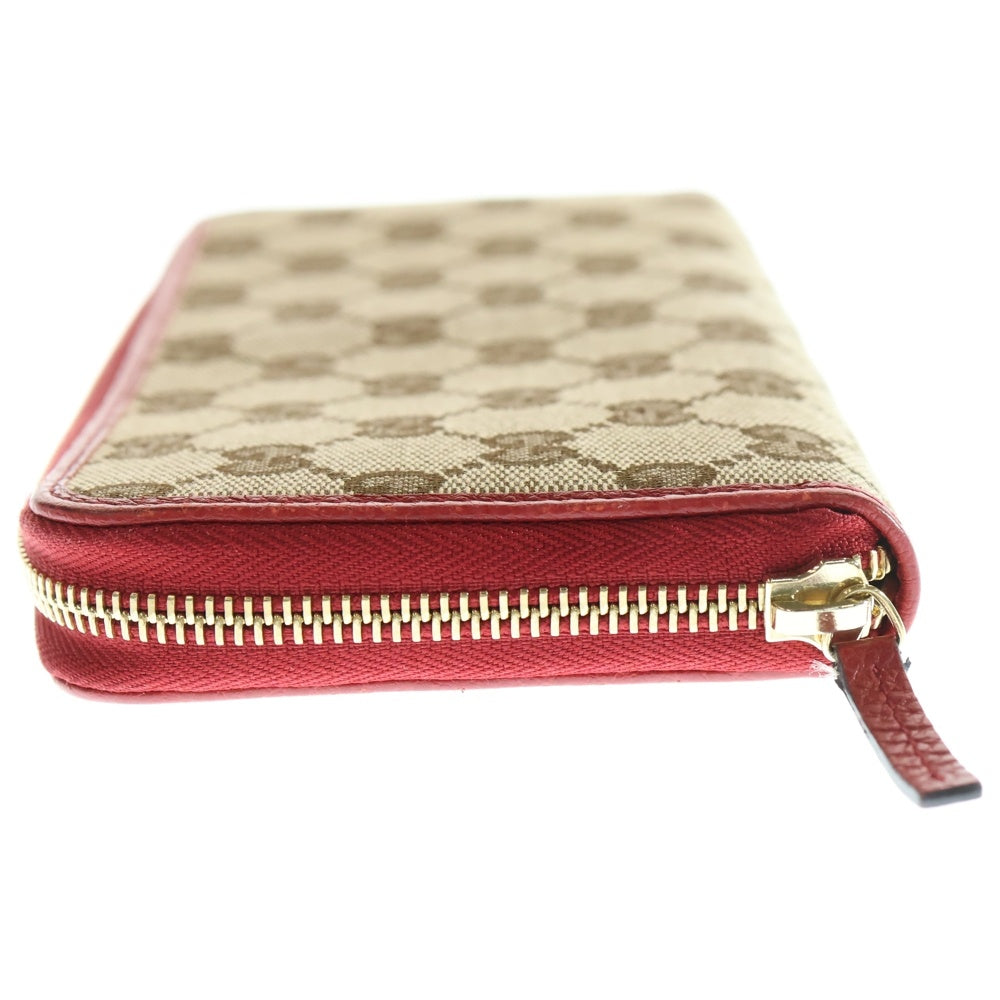 グッチ GUCCI長財布 GGキャンバス ラウンドファスナー 赤 【公式通販】