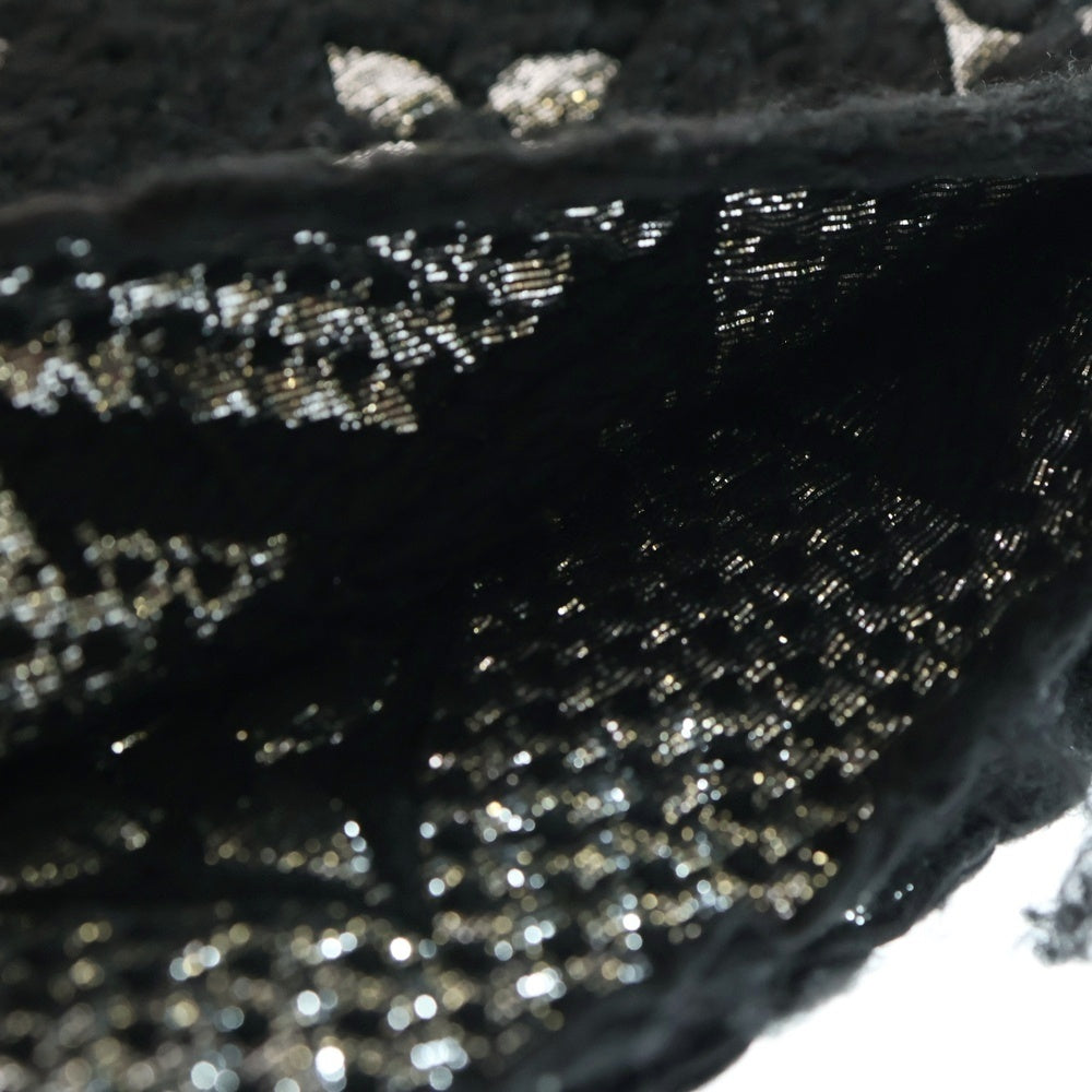 LOUIS VUITTON(ルイヴィトン) エシャルプ ロゴマニア シャイン フリンジ マフラー ストール ブラック ラメ糸 M75833