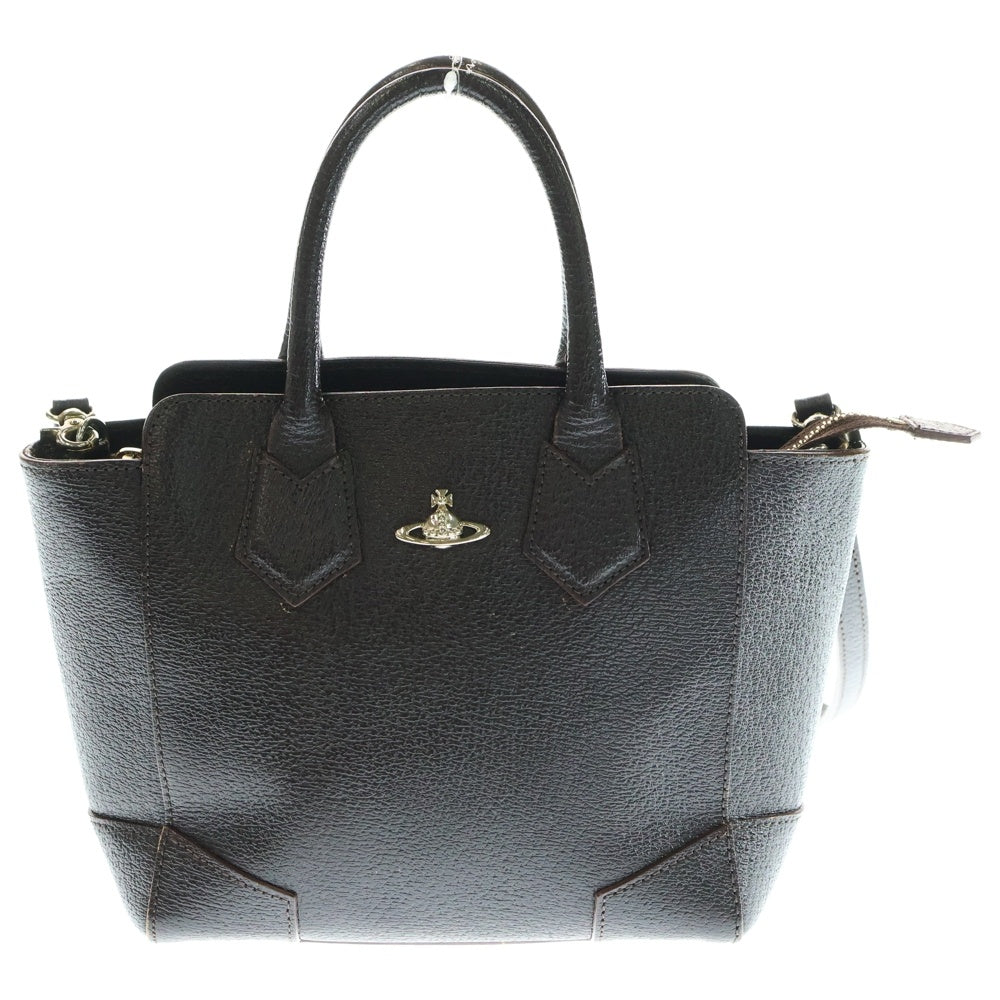 Vivienne Westwood(ヴィヴィアンウエストウッド) オーブ 2WAYバッグ ハンドバッグ ショルダーバッグ ブラウン レザー ゴールド金具